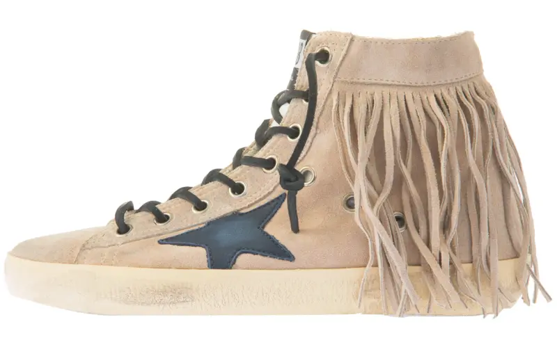 Golden Goose Francy High top Casual Skate Shoes Women's Apricot Distressed