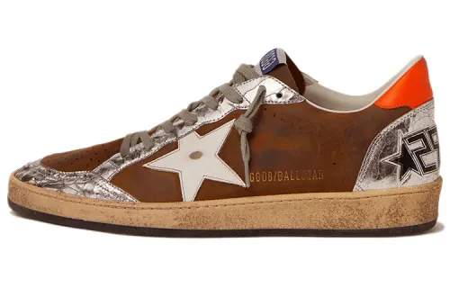 Golden Goose Ball Star Stylish Skateboarding Shoes Men's Brown Distressed