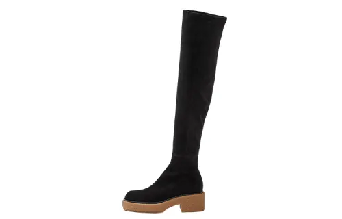 HERMES Fallon 30 Suede Knee high Boots Women's Black