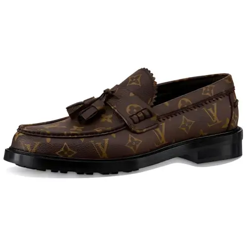LOUIS VUITTON Nigo Collaboration Voltaire Fringe Loafers Men's Brown