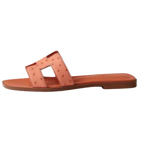 HERMES Oran Slide Slippers Women's Earth Orange