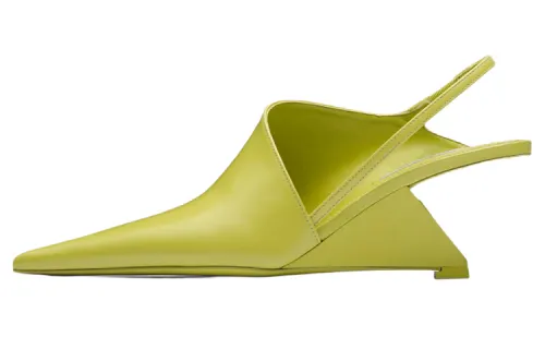 PRADA Leather Irregular Heel High Heels Women's Lime Green