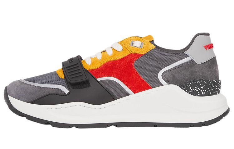 Burberry Ramsey Low top Casual Shoes Men's Gray Red Yellow