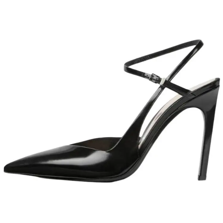 GUCCI Patent Leather Slim Heel High Heels 10.5cm Women's Black