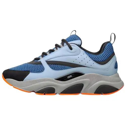 DIOR B22 Blue Technical Mesh Light Blue Grey Orange