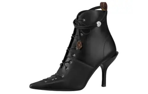 LOUIS VUITTON Janet Top Grain Cow Leather Ankle Boots Women's Black