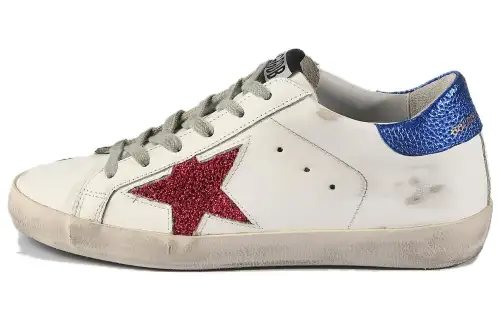 Golden Goose Super Star Leather Low top Skateboard Shoes Women's White Distressed