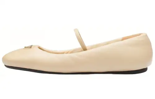 PRADA Leather Flat Shoes Women's Yellow