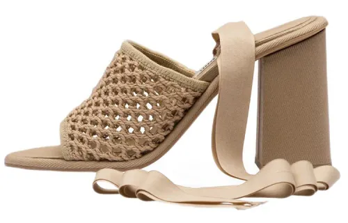 MIU MIU Fabric Slide Slippers Women's Gray