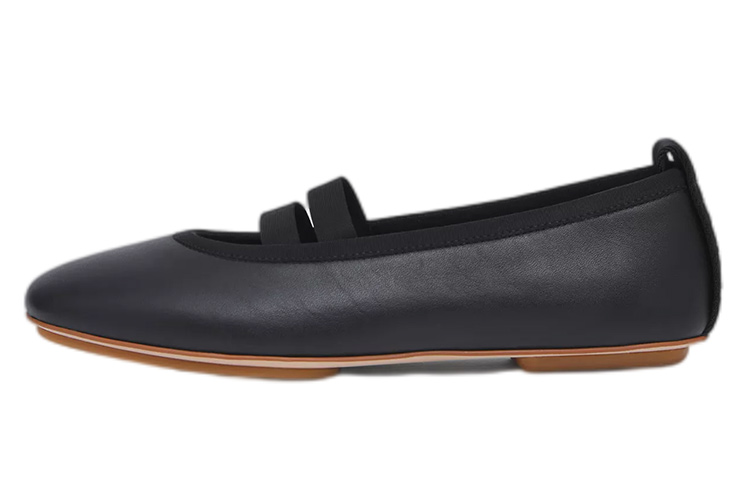 Burberry Burberry Burberry Logo Decorated Ballet Flat Low Top Children's Leather Shoes Black Children's Style