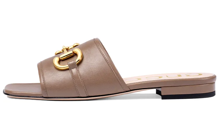 GUCCI Horsebit Stylish Sandal Women's Brown