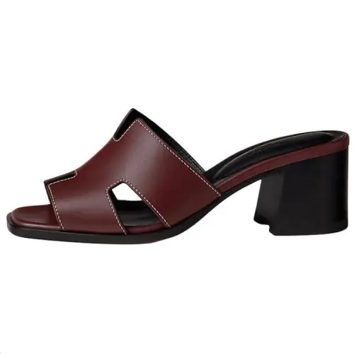 HERMES Helia Slide Slippers 6cm Women's Burgundy