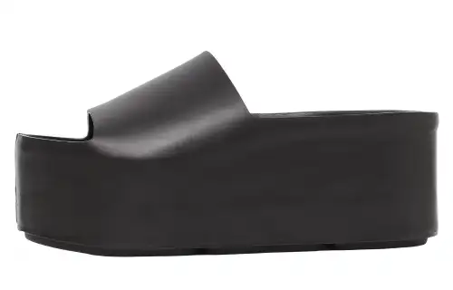 Burberry Composite Sole Leather Patchwork Slide Slippers Women's Black