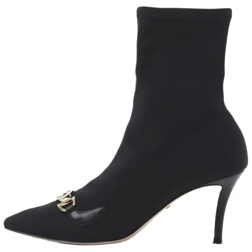GUCCI Zumi Leather Fashion Ankle Boots 7.5cm Women's Black