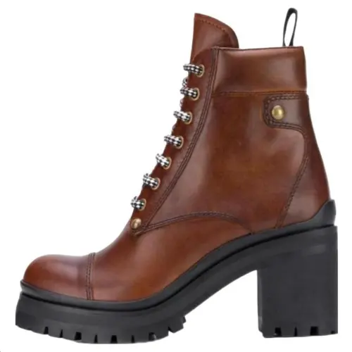 MIU MIU Leather Ankle Boots 8cm Women's Brown