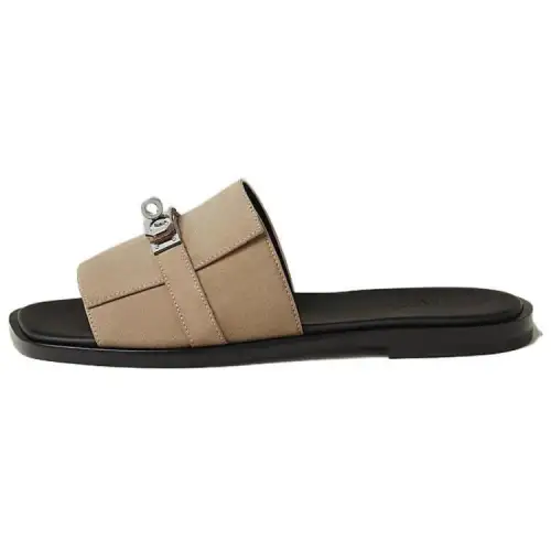 HERMES Gabriella Rubber Sole Slide Slippers Women's Umber