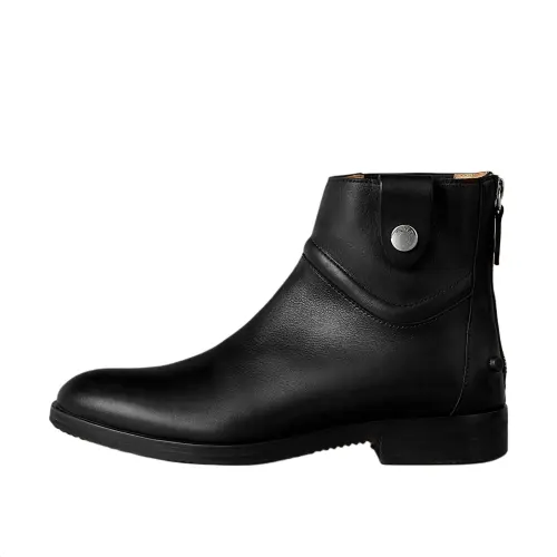 HERMES Nedji Calfskin Ankle Boots Women's Black