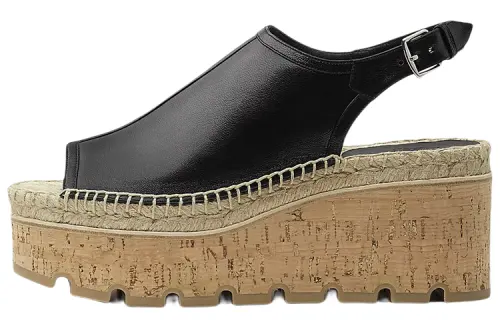 HERMES Envie Leather One Strap Sandals Women's Black