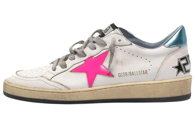 Golden Goose Ball Star Cow Leather Stylish Skateboarding Shoes Women's White Distressed