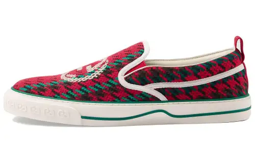GUCCI Tennis 1977 Low top Stylish Skateboarding Shoes Men's White Green Red