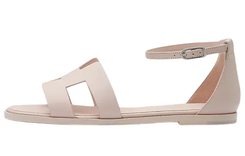 HERMES Leather One Strap Sandals Women's Pink