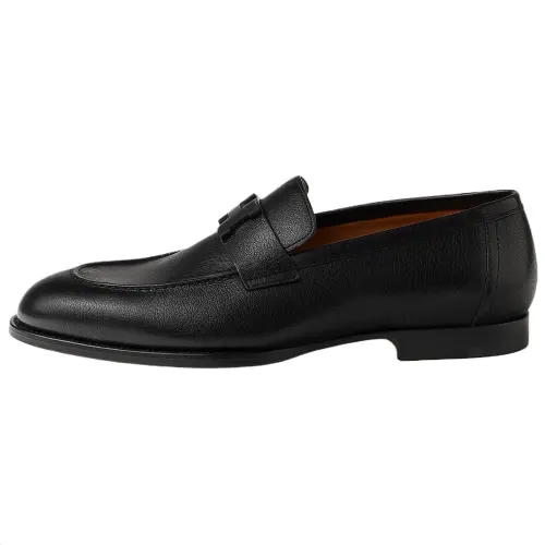 HERMES Honore Leather Casual Shoes Men's Black
