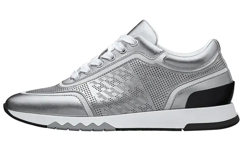 HERMES Cow Leather Low top Casual Shoes Women's Gray White