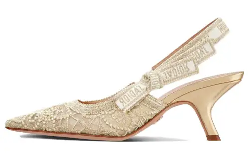 DIOR J'Adior Mesh Cone Heel High Heels 6.5 Cm Women's Gold