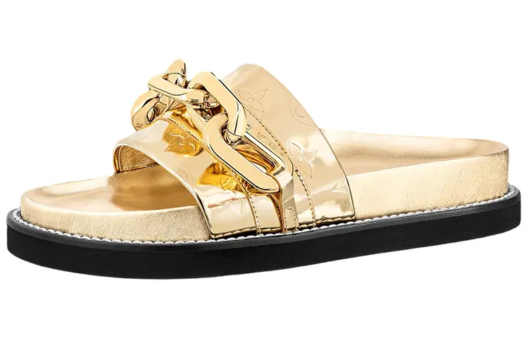 LOUIS VUITTON Sunset Slide Slippers Women's Gold