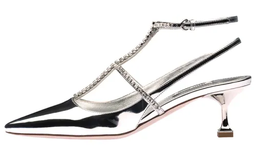 MIU MIU Cone Heel High Heels 5.5cm Women's Silver