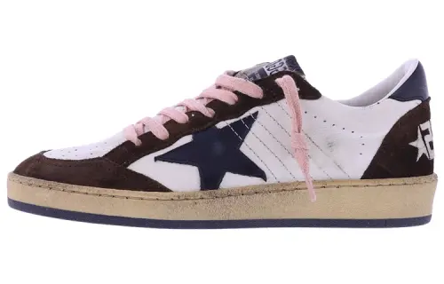 Golden Goose Ball Star Leather Stylish Skateboarding Shoes Women's White Black Brown Distressed
