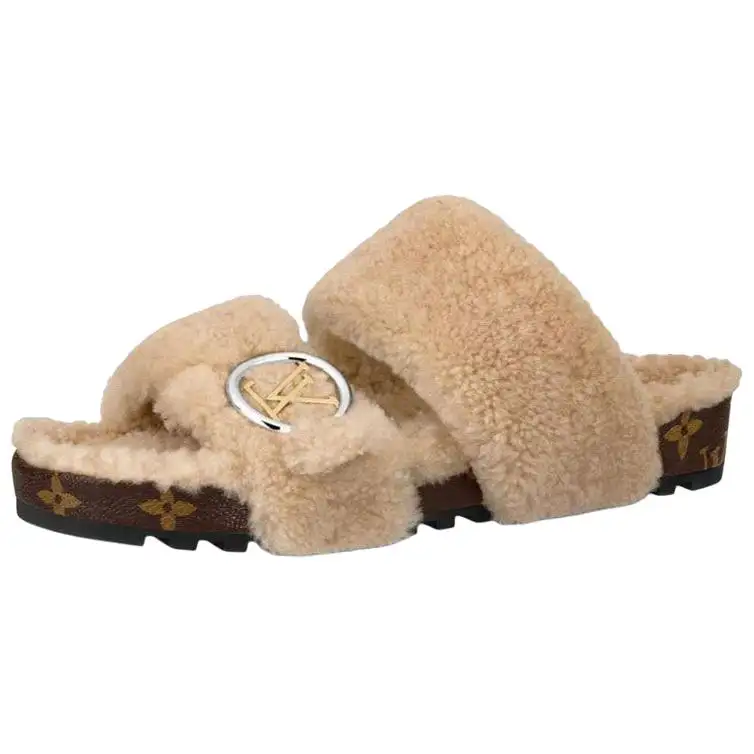 LOUIS VUITTON Bom Dia Slide Slippers Women's Nude