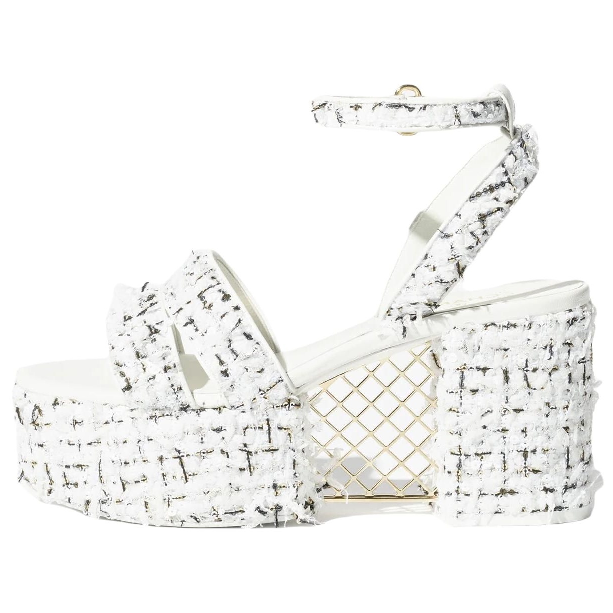 CHANEL 25S One Strap Sandals 9cm Women's White