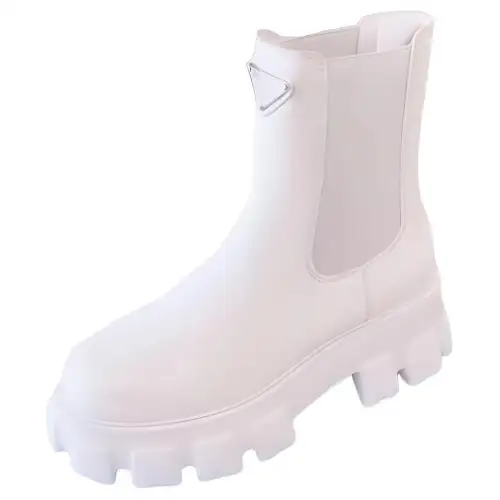 PRADA Short Chelsea Boots Women's White