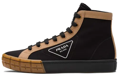PRADA High top Stylish Skateboarding Shoes Men's Brown Black