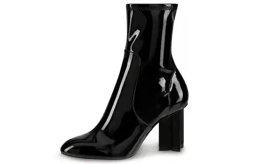 LOUIS VUITTON Silhouette Top Grain Cow Leather Ankle Boots Women's Black