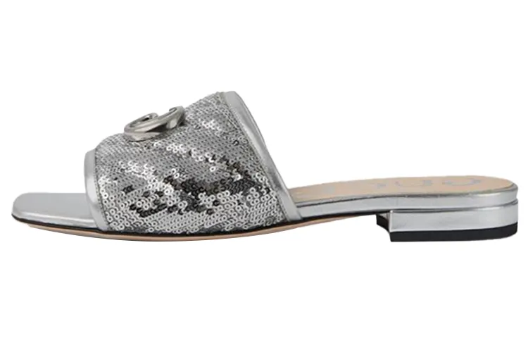 GUCCI Slide Slippers Women's Silver