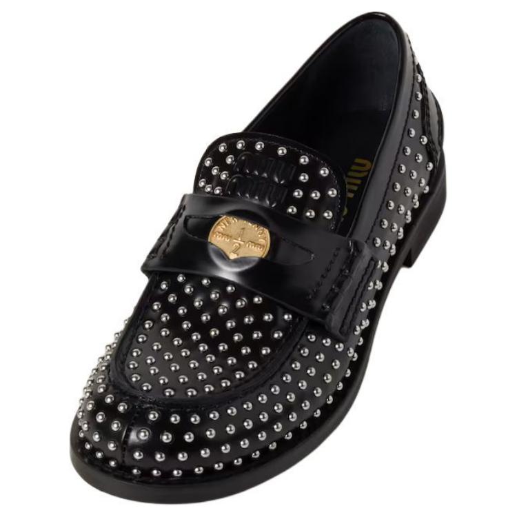 MIU MIU Leather Loafers Women's Black