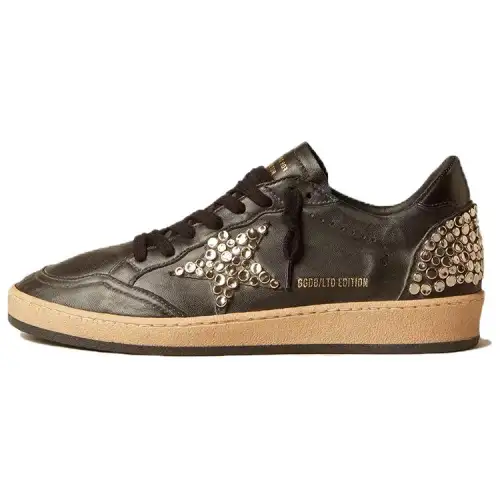 Golden Goose Ball Star Leather Low top Skateboard Shoes Men's Black
