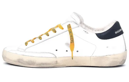 Golden Goose Super Star Leather Low top Stylish Skateboarding Shoes Men's White Distressed