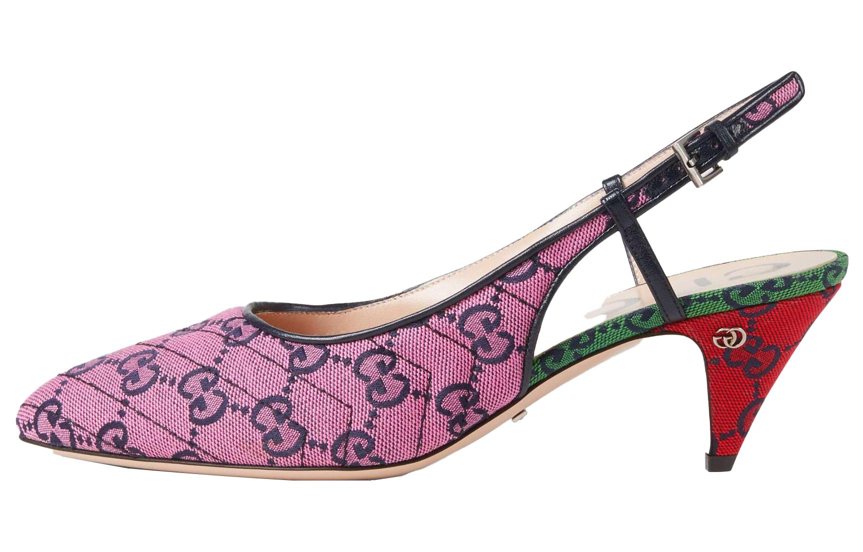 GUCCI Print Cone Heel High Heels Women's Pink