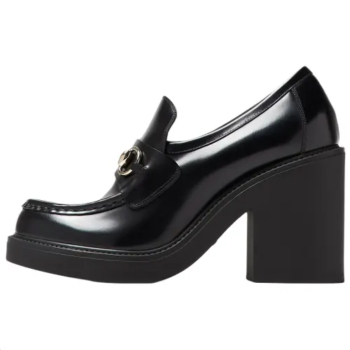 GUCCI Horsebit Chunky Heel High Heels 9cm Women's Black