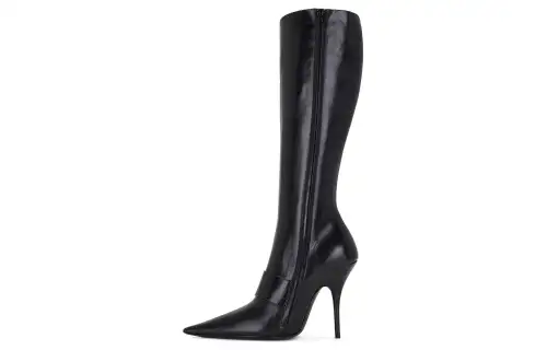 Balenciaga Leather Knee high Boots 10cm Women's Black