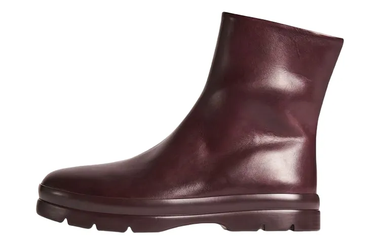 THE ROW Billie Leather Fashion Ankle Boots Women's Red Brown