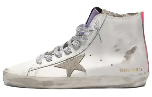 Golden Goose Francy Casual Shoes Women's White Pink Tail Distressed