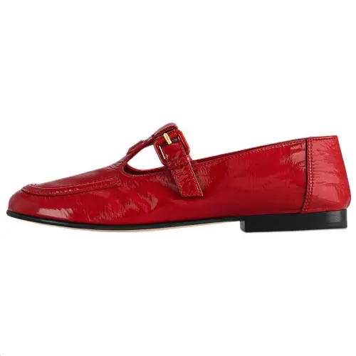 LOUIS VUITTON Soho Leather Flat Mary Jane Shoes Women's Red