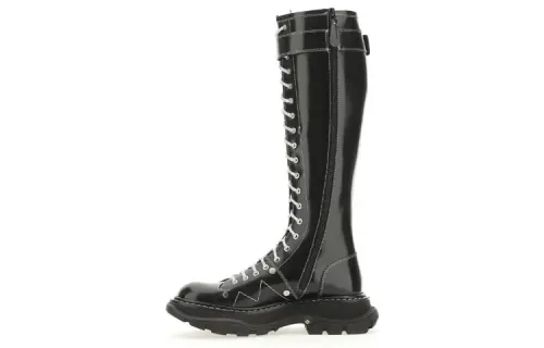 Alexander McQueen Buckle Detailed Lace Up Boots 'Black' Women's