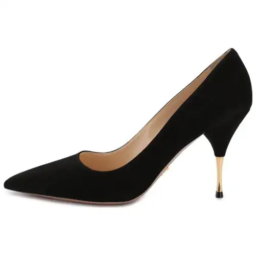 PRADA Leather Cone Heel High Heels 9cm Women's Black