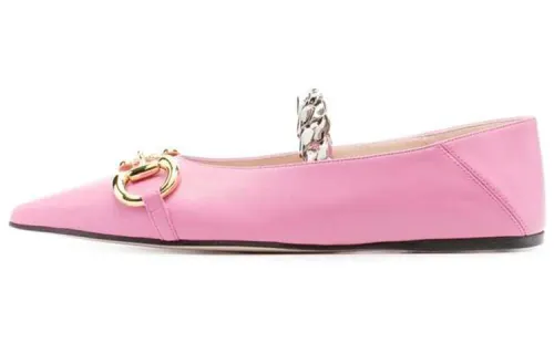 GUCCI Horsebit Leather Casual Shoes Women's Pink