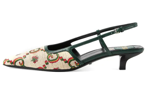 GUCCI Slim Heel High Heels Women's White Green